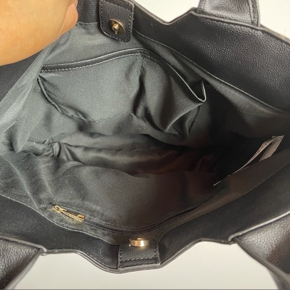 Rachel Zoe Capri Canvas Bag Natural Black Vegan Leather Trim NWT - Picture 9 of 14